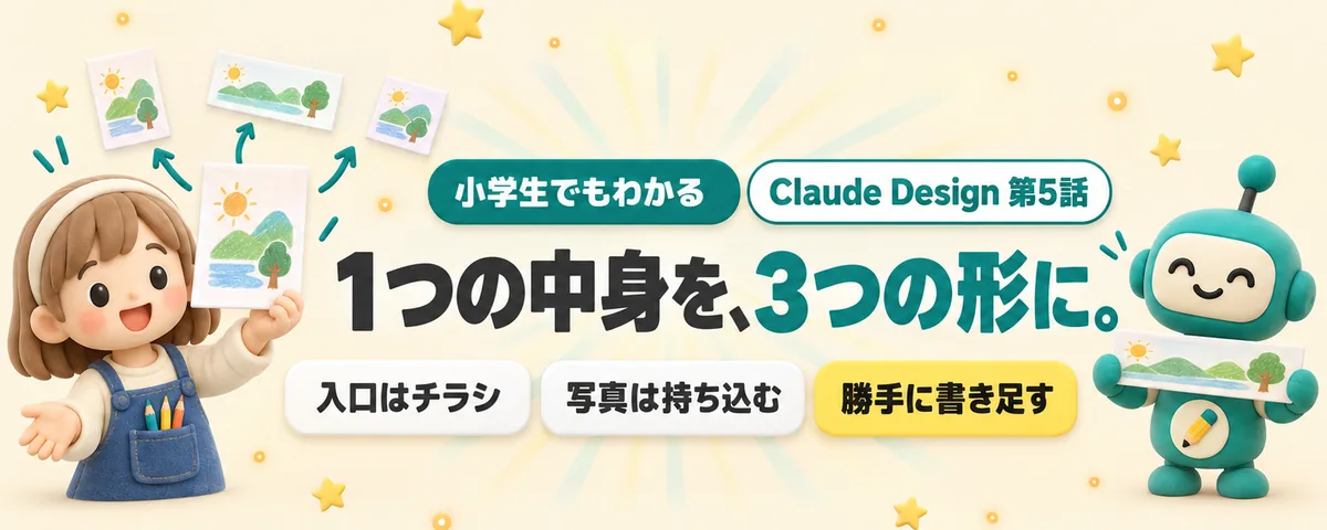 Claude Design 第5話 1つの中身を3つの形に!Claude Designのチラシ・バナー・1枚資料
