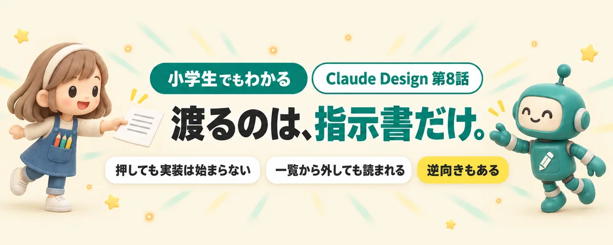 Claude Design 第8話 渡すのは指示書だけ!Claude DesignからClaude Codeへの引き渡し