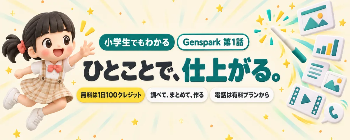 Genspark 第1話 Genspark始め方ガイド!ひとことで仕上がる「AIの楽団」の歩き方