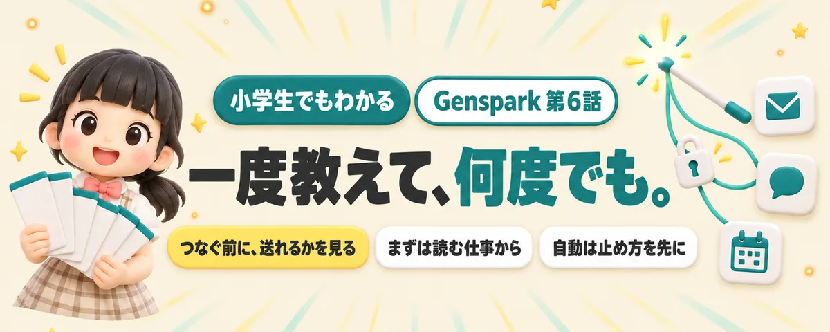 Genspark 第6話 Gensparkのスキルと連携!手順を保存して何度も使う方法と、メールをつなぐ前の確認