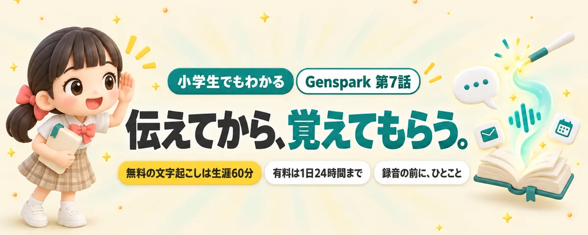 Genspark 第7話 Gensparkに会議の議事録と仕事の記憶を任せる!録音の前に相手へ伝えるひとこと付き