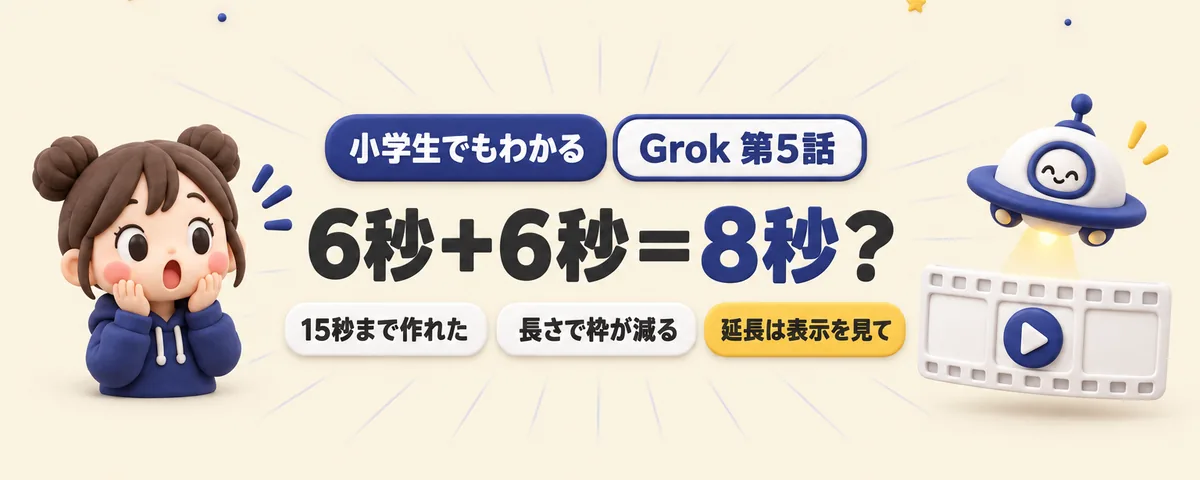 Grok 第5話 Grok第5話!動画は15秒まで作れた。延長で8秒になった落とし穴