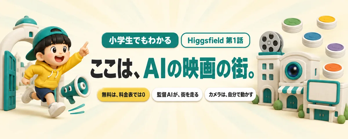 Higgsfield 第1話 Higgsfield始め方ガイド!世界の動画AIと監督AIが集まる「AIの映画の街」の歩き方