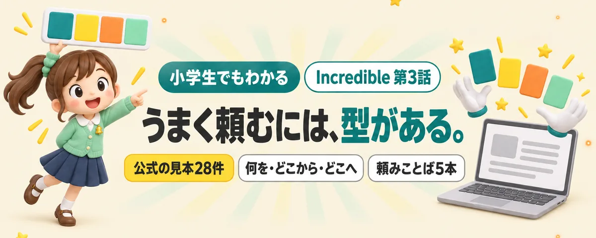 Incredible 第3話 Incredible頼み方ガイド!AIに声で仕事を頼む言い方の型と、自分用の頼みことば5本