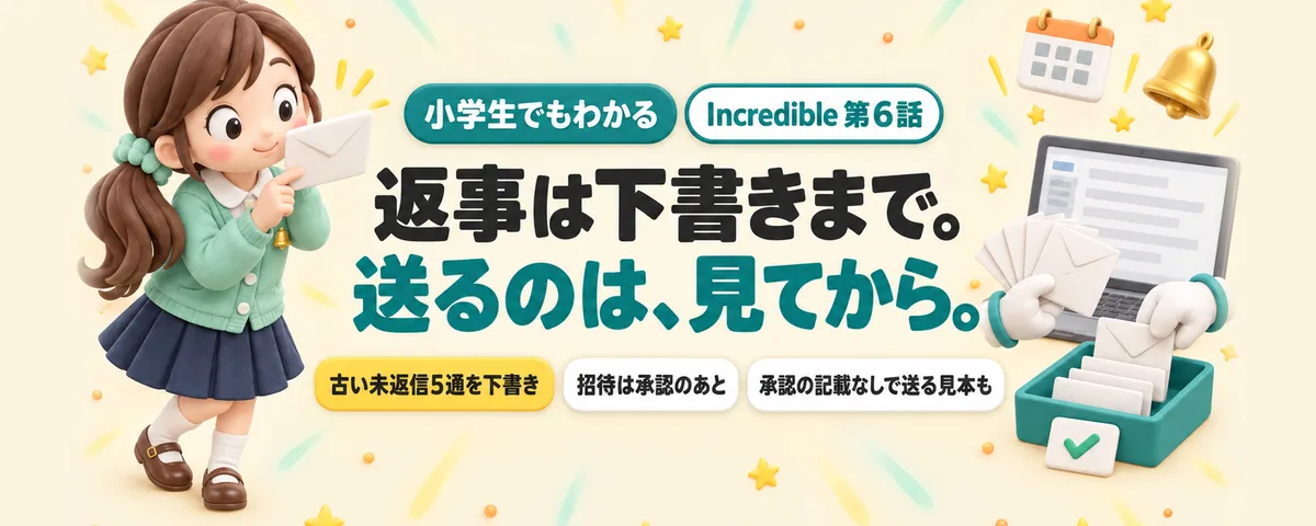 Incredible 第6話 Incredibleでメールと予定!返信を下書きで止める仕事と、承認して送る仕事の分け方