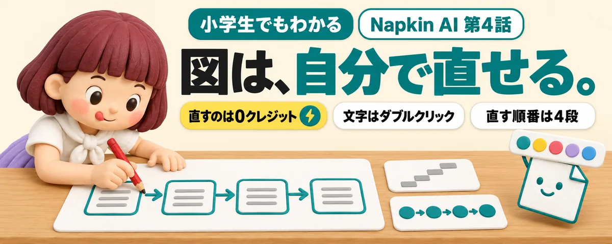 Napkin AI 第4話 Napkinの図を自分で直す!文字・色・並べ方をクレジットなしで変える