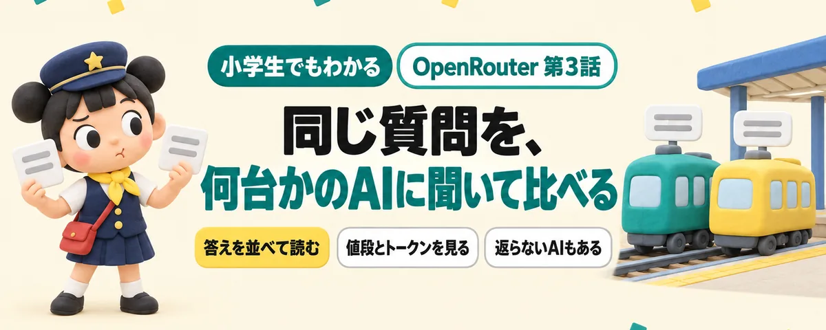 OpenRouter 第3話 同じ質問を何台かのAIに同時に聞く!OpenRouterのチャットで答えと値段を比べる