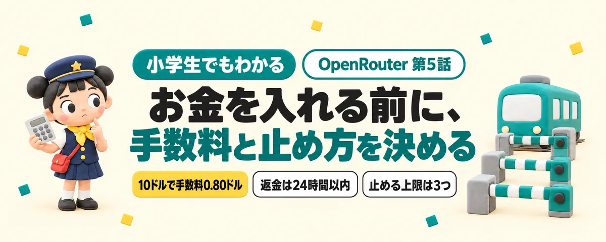 OpenRouter 第5話 OpenRouterにお金を入れる前に!手数料・返金・使いすぎを止める3つの上限