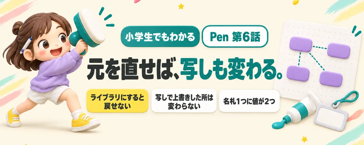 Pen 第6話 Penでボタンを部品にする!元を1か所直せば写しも変わる、部品と色の名前の使い方