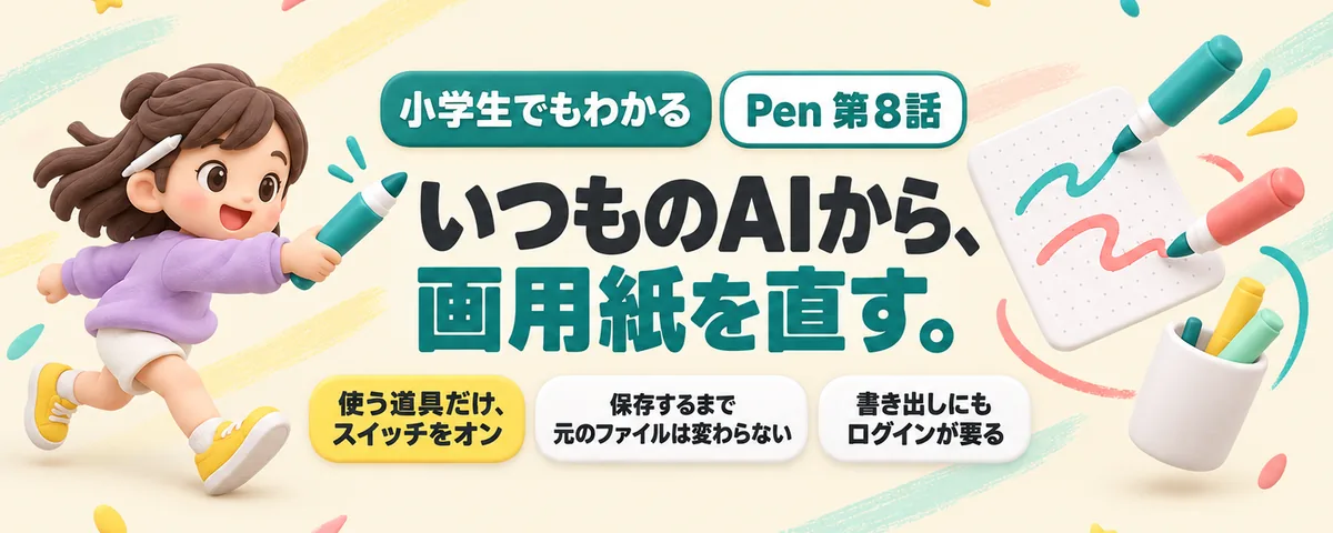 Pen 第8話 PenをClaude Codeから動かす!つなぐと書き足される設定と、画像への書き出し方