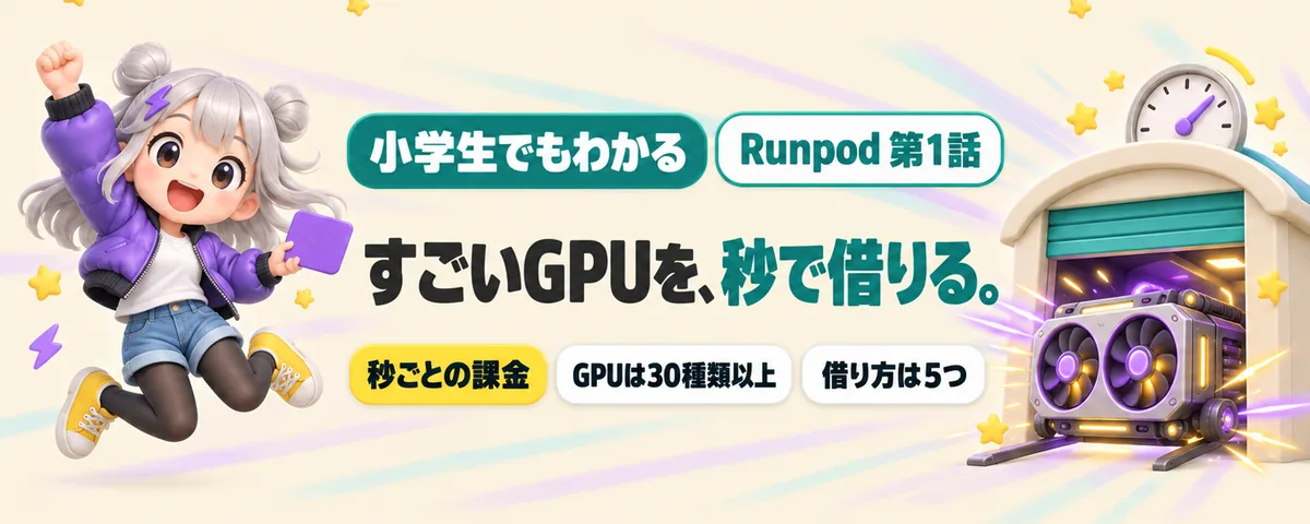 Runpod 第1話 Runpod始め方ガイド!高性能GPUを秒単位で借りるRunpodって何?どこまで何ができる?