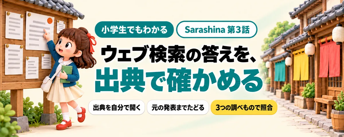 Sarashina 第3話 Sarashinaでウェブ検索!答えの出典を自分で開いて確かめる