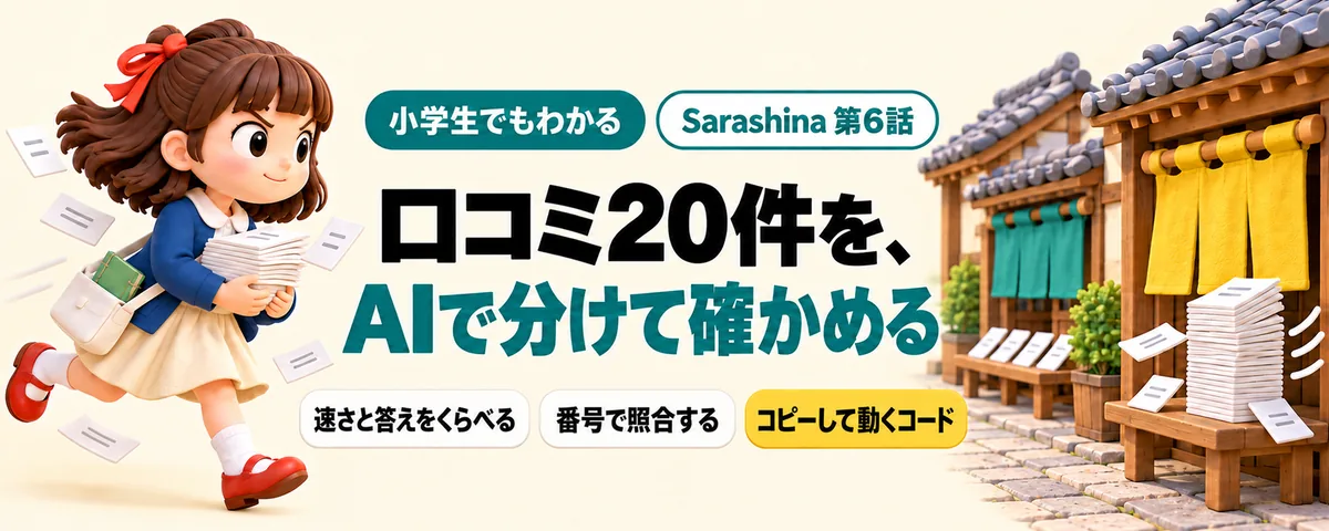 Sarashina 第6話 Sarashina APIで口コミを分類!速いnanoとminiの使い分けと、ずれの確かめ方