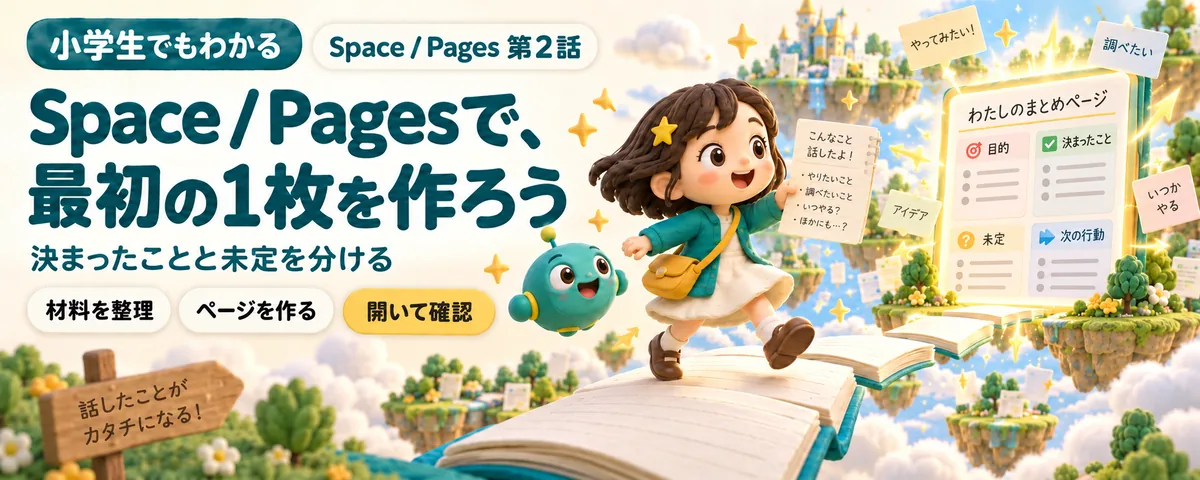 ChatGPT Space / Pages 第2話 ChatGPT Pagesで最初のメモを作る!始め方ガイド