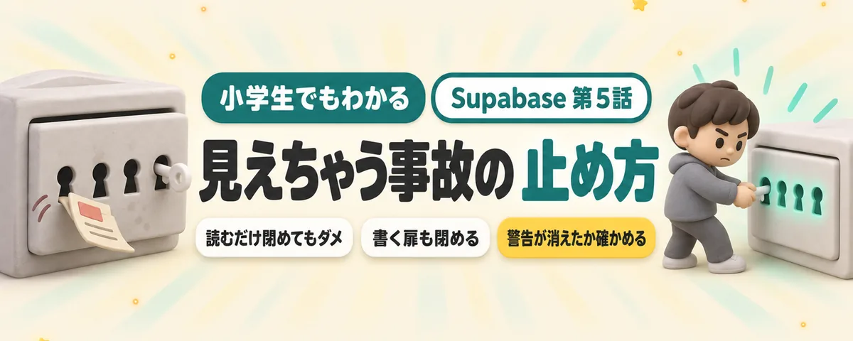 Supabase 第5話 "見えちゃう事故"の止め方！読む扉を閉めても、書く扉は開いたまま