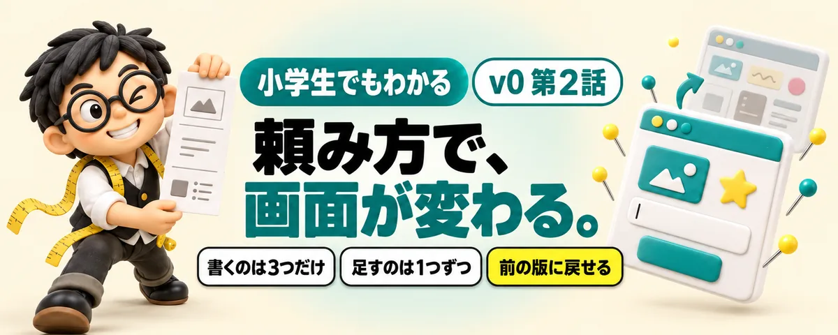 v0 第2話 v0への頼み方ガイド!1行とくわしいお願いで、できる画面はここまで変わる
