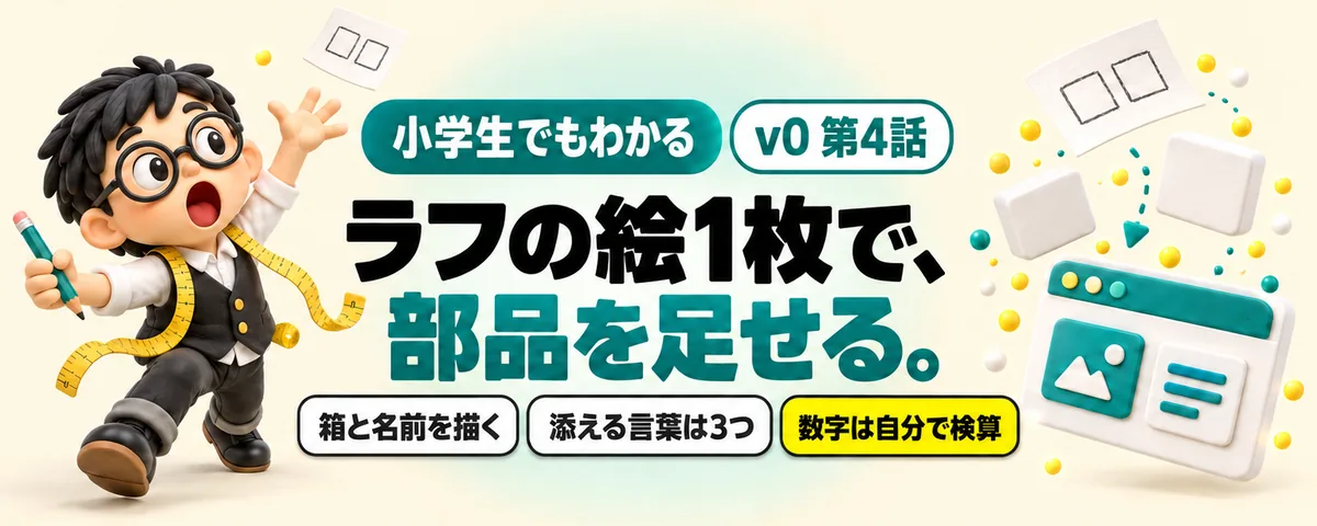 v0 第4話 v0に絵を渡して作ってもらう方法!ラフの絵1枚から、画面の部品ができるまで
